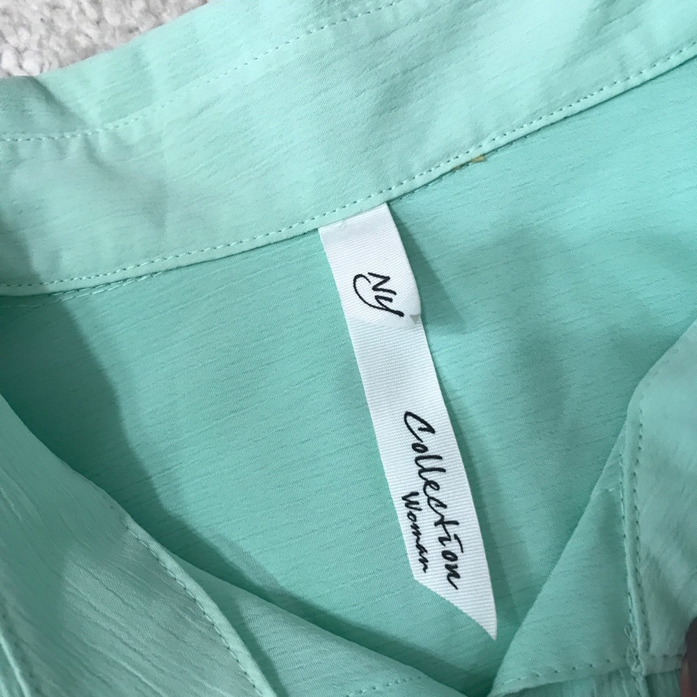 Mint Green Long Sleeve Top Button Down Blouse Pit to Pit 25" Size 2X 🚨 - Picture 4 of 13